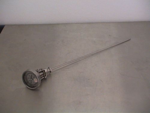 Reotemp sanitary bimetal thermometer 0-250f -20-120c 19&#034; stem 3&#034; dial stainless for sale