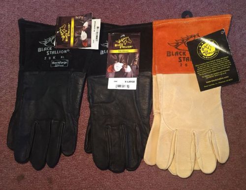 Three new black stallion tig gloves. xl. long cuff. welding work gear. for sale