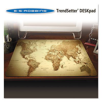 Trendsetter World Map Desk Pad, 24 x 19, Golden, Sold as 1 Each