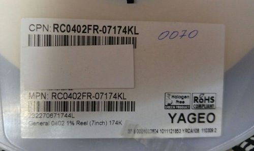9900 X YAGEO RC0402FR-07174KL RES SMD 174K OHM 1% 1/16W 0402