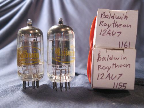 Vintage Matched Pair Baldwin Raytheon 12AU7 PLATINUM GRADE Tubes  Black  Plates