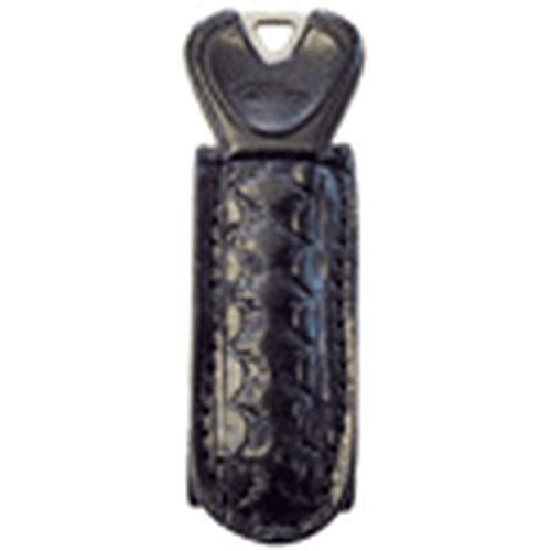 Boston Leather 5499-1 Black Plain 1&#034; Wide Belt Keeper Chrome Buckle w/Key Pocket