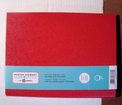 Martha Stewart Small Binder for Home Office, Avery Red 1&#034; Holds 175 Sheets  NEW