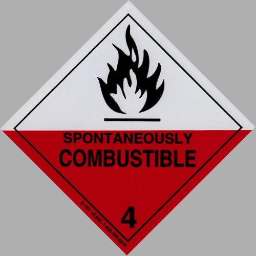 4&#034; x 4&#034; SPONTANEOUSLY COMBUSTIBLE Decal Hazard Warning Label DOT OSHA- 500 count
