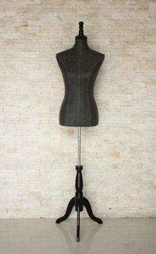 Female Mannequin Dress Form 34&#034;26&#034;35&#034; Grey on Black Tripod Stand (B9 MM5 BLAC...
