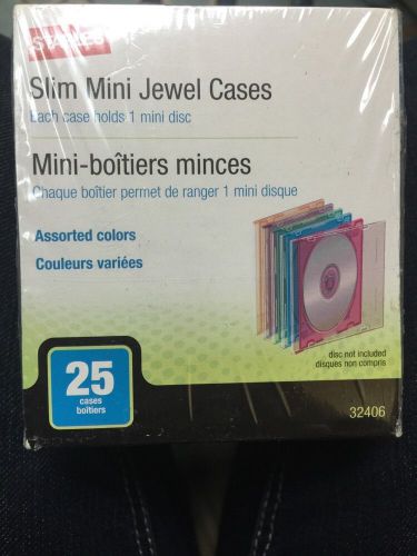 Staples Slim Mini CD Jewel Cases, Pack of 25 In Five Colors  (New)
