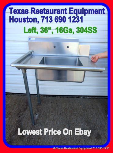 New STAINLESS STEEL Soiled LEFT Side Dish Table, 36&#034; 16Ga, NSF, Houston, Texas