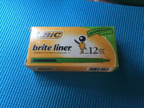 12 Lot BIC Brite Liner Highlighter with Chisel Tip, Green