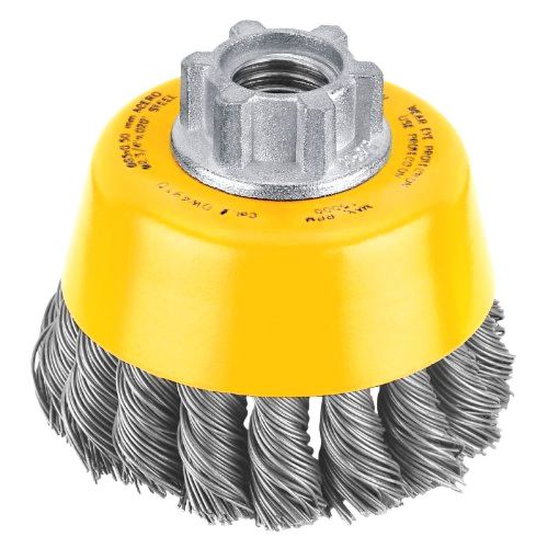 DEWALT DW4910 3-Inch by 5/8-Inch-11 Knotted Cup Brush/Carbon Steel .020-Inch
