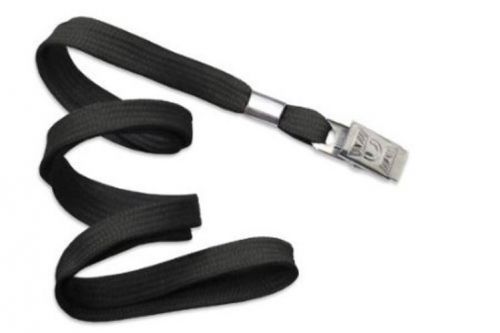 Flat Lanyard 3/8&#034; w/ Breakaway and &#034;No-Twist&#034; Metal Bulldog Clip - 20/Pk