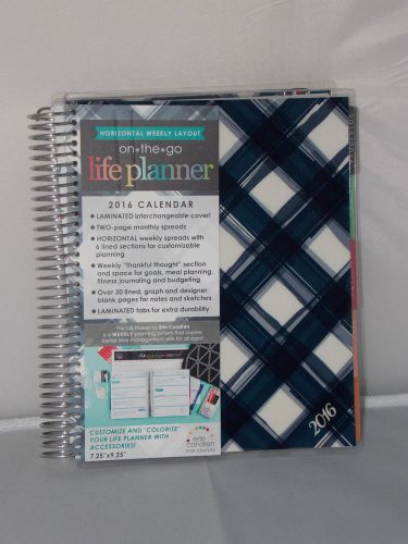 NEW~ERIN CONDREN 2016 on*the*go LIFE PLANNER-Horizontal Weekly Layout-Blue Plaid