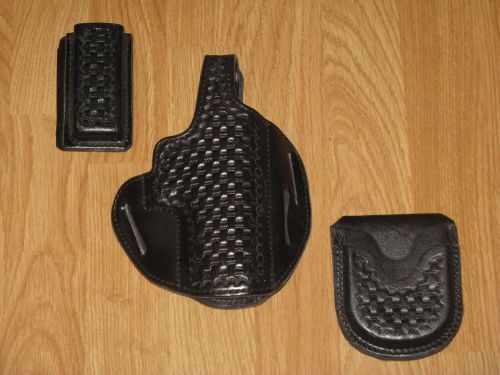 A. e. nelson black basket weave sig holster, mag and cuff case set (3 pc lot) for sale