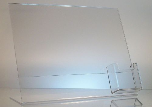 12 Clear acrylic 11 x 8.5 sign display with vertical business card holder