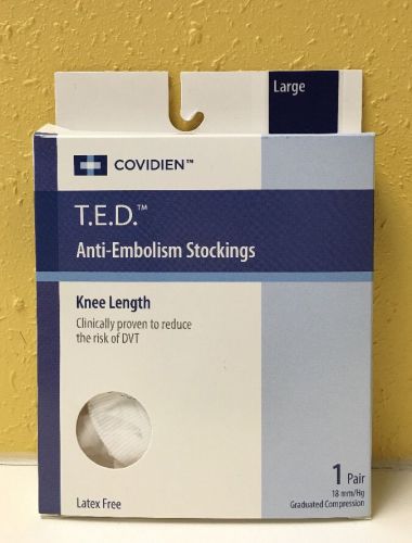 COVIDIEN  T.E.D. Knee Length Anti-Embolism Stocking Large White 1 Pair 18mm/Hg