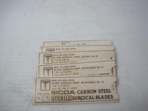 1164 Lot(25) Sicoa Surgical Grade Steel Blades Sz 15 FREE Shipping Conti USA