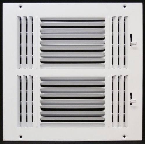 12w&#034; x 12h&#034; fixed stamp 3-way air supply diffuser, hvac duct cover grille white for sale