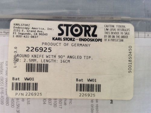 New Karl Storz 226925 (Round Knife w/ 90 Deg. Angled Tip. Diam: 2.5mm, L: 16cm)