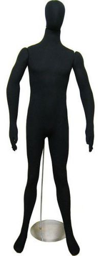 Mn-407bk black soft flexible bendable egghead male body mannequin form for sale