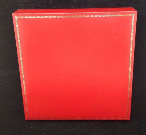 EMBOSSED RED FAUX LEATHER NECKLACE PRESENTATION BOX ~ SQUARE ~ HINGED