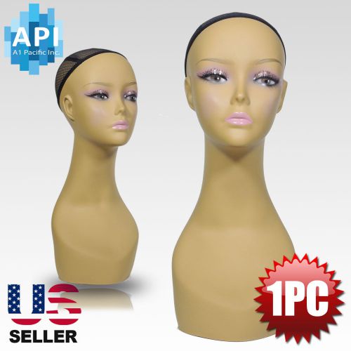 Realistic Plastic Female MANNEQUIN head lifesize display wig hat 18&#034; PD3R-24