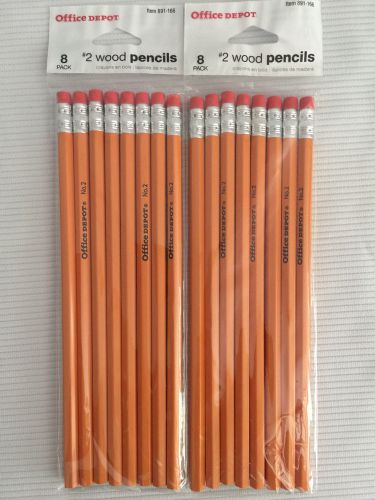 Lot of 2 Office Depot #2 Wood Pencil 8 Count / pack