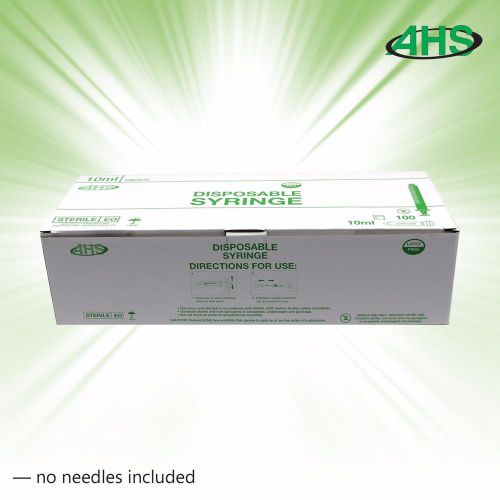 Box of 100 10cc/10ml syringes, Luer lock, sterile, no needles - AH10L syringe