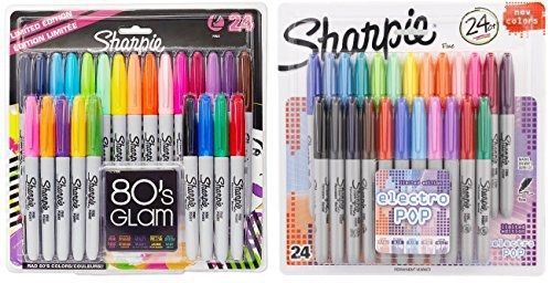 Sharpie Fine Point Permanent Markers, 80s Glam and Electro Pop Colors, 48