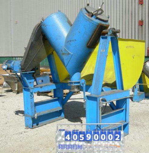 Used- twin shell blender, approximately 10 cubic foot capacity, carbon steel. (2 for sale