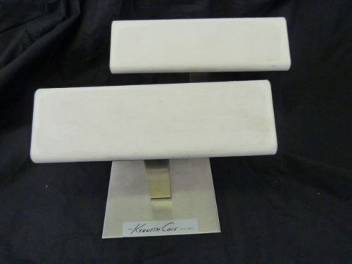 KENNETH COLE PAIR BRUSHED CHROME DISPLAY STANDS FOR JEWELRY BRACELETS &amp; WATCHES