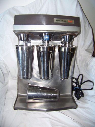Scovill Hamilton Beach 941-1 Triple Head Milk Shake Malts Machine &amp; 4 SS Cups