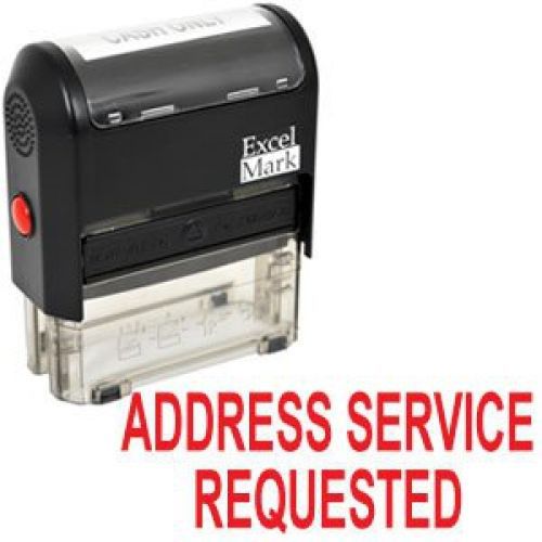 ExcelMark ADDRESS SERVICE REQUESTED Self Inking Rubber Stamp - Red Ink