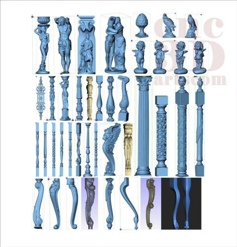 More than 60+ 3d STL Models - Balusters Collection for CNC relief artcam aspire