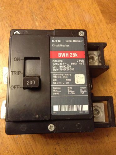 Cutler-Hammer Eaton BWH 25K 225 AMP 2 Pole Circuit Breaker 120/240