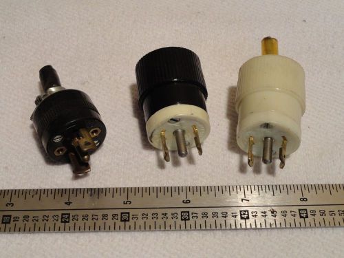 LOT OF 3 NEMA Ml-3 Midget Hart Lock Plug Wire Ends 15A Amp 125/250V 3P/3W AND
