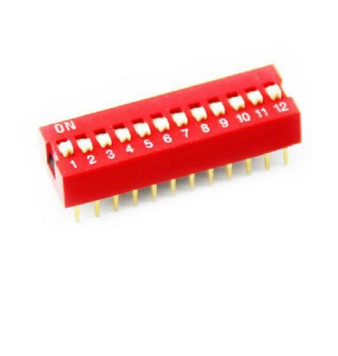 2PCS Red 2.54mm Pitch 12-Bit 12 Positions Ways Slide Type DIP Switch