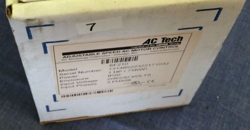 Ac tech variable speed ac motor drive sf210, 1 hp (.75 kw) 208/240 v 3ph -new for sale