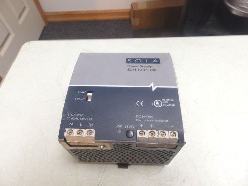 Sola SDN 10-24-100 Power Supply, 24VDC/10A Guaranteed To Work FREE SHIPPING