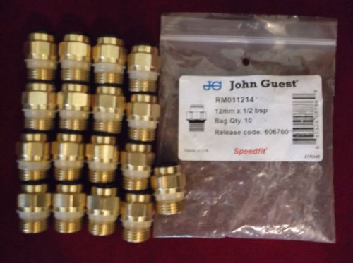 Lot of 17 John Guest RM011214 Speedfit Brass Male Connector 12mm x 1/2 bsp New
