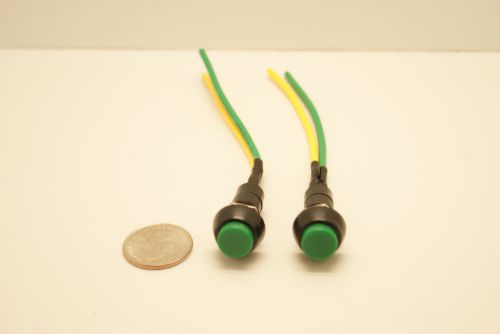 Push Button Switch 2 Wire Connector Green Round Switch Universal Use x2 switches