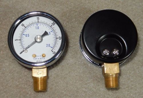 0-30 PSI Low Range Air Pressure Gauge 1/8 NPT, 1 1/2&#034; Face