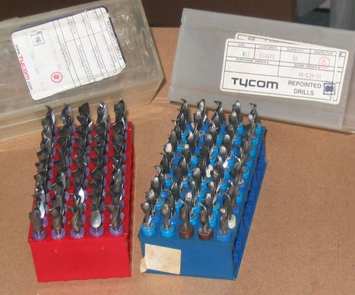 TYCOM REPOINTED CARBIDE END MILL CUTTING DRILLS, 2-BOXES OF 50