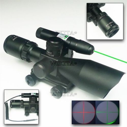 Sight Scope 2.5-10X40 20mm Rail Tactical Mounts Hunt 532nm Green Laser Beam