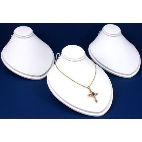 3 White Faux Leather Necklace Bust Displays