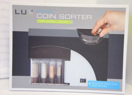 LUX by SHIFT 3 Automatic Battery Operated Coin Sorter Four Barrel Design EUC