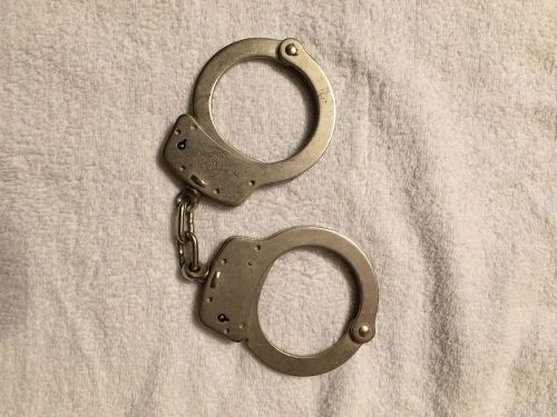 Smith &amp; Wesson Standard Nickel  Double Lock Handcuffs Model - 100 with key