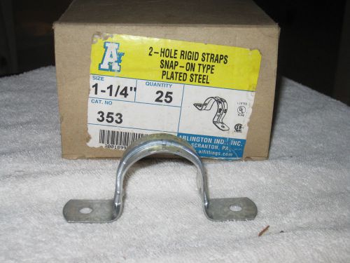ARLINGTON 353 1-1/4&#034; 2-Hole Pipe Strap, Rigid/IMC, Zinc Plated Steel, Qty-25