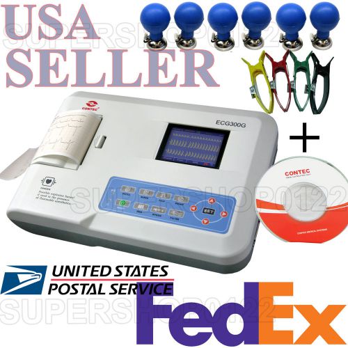 US seller Digital 3 Channel 12 lead ECG/EKG machine + PC SYNC Software ECG300G