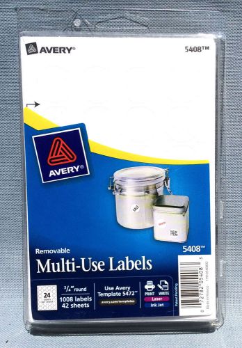 Avery 5408 Removable Labels 3/4&#034; Round Inkjet/Laserjet Printers  1008 Labels