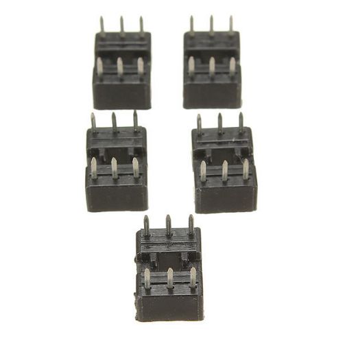 5 Pcs 6 pins DIP IC Integrated Circuit Socket Adaptor Solder Type Black