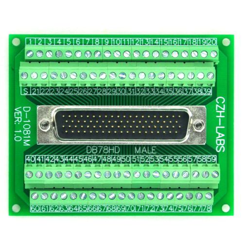 D-sub db78hd male header breakout board, terminal block, dsub db78 connector. for sale